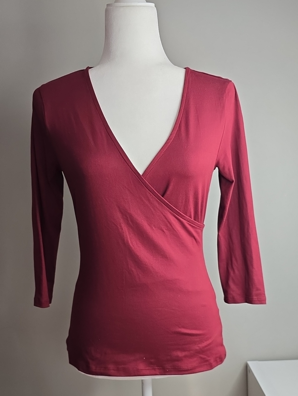 Almost Famous Raspberry Wrap-Front Long Sleeve Top
